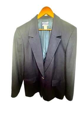 Vintage Pendleton Women's Navy Blue 100% Virgin Wool Blazer Size 14